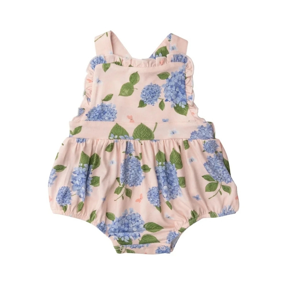 NWT Angel Dear Hydrangea Ruffle Bib Sunsuit 3-6m